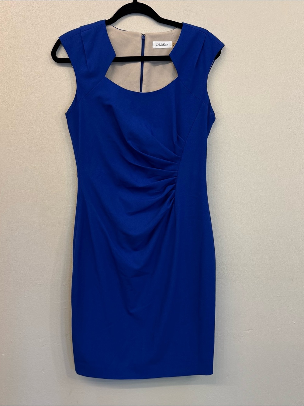 Calvin Klein Blue Cap Sleeve Sleeveless Ruched Sheath Dress Women’s Size 6